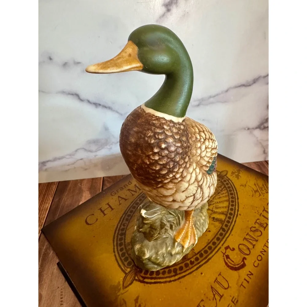 Vintage Ceramic Mallard Duck Figurine Hand Painted Porcelain Bird Statue 8.5in